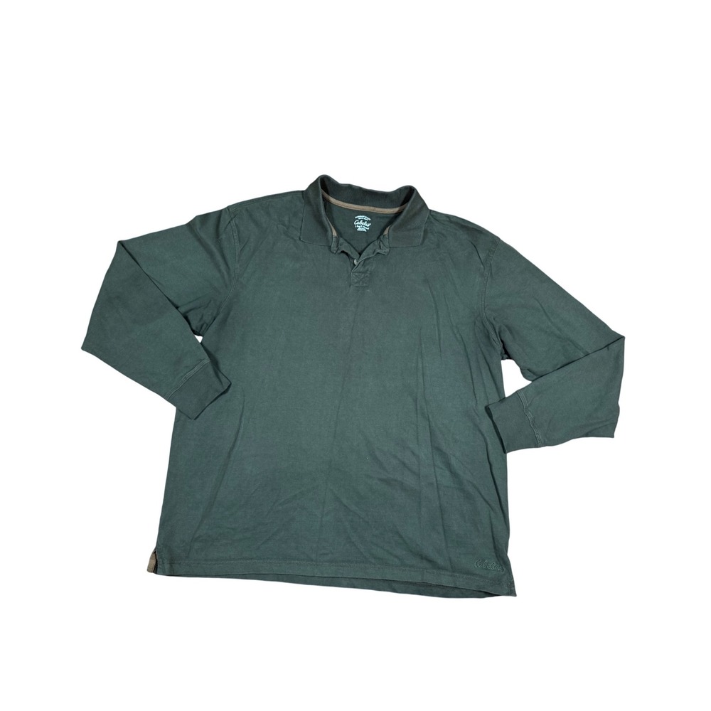 Cabela's Mens Olive Green‎ Long Sleeve Polo Shirt Regular Casual